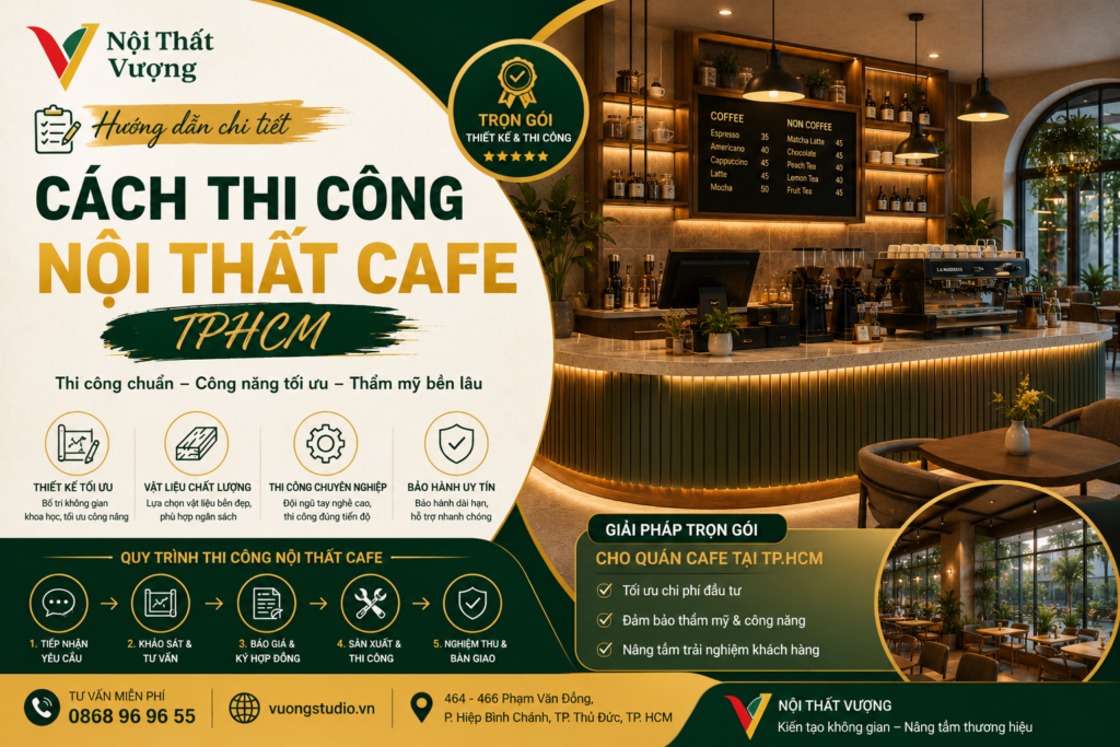 cách thi công nội thất cafe TPHCM