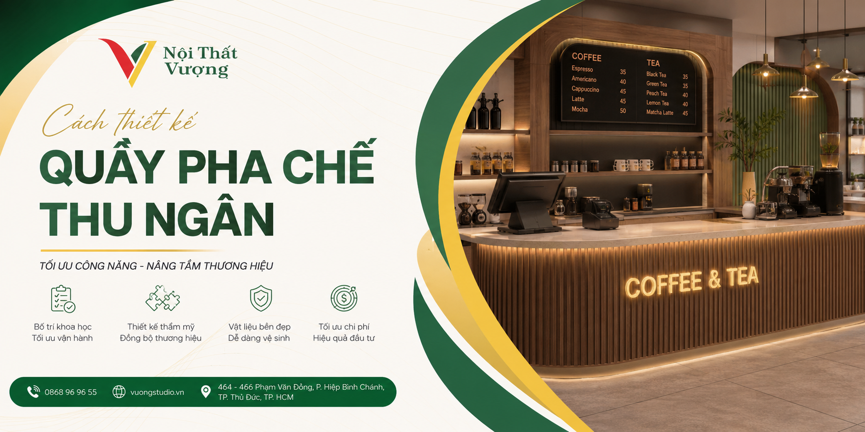 cách thiết kế quầy pha chế thu ngân