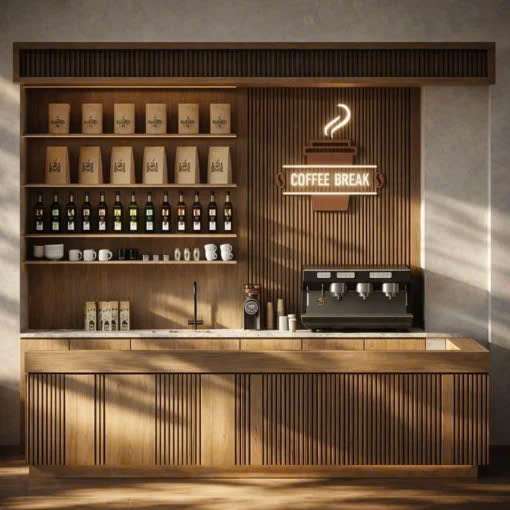 Modern coffee shop interior design.