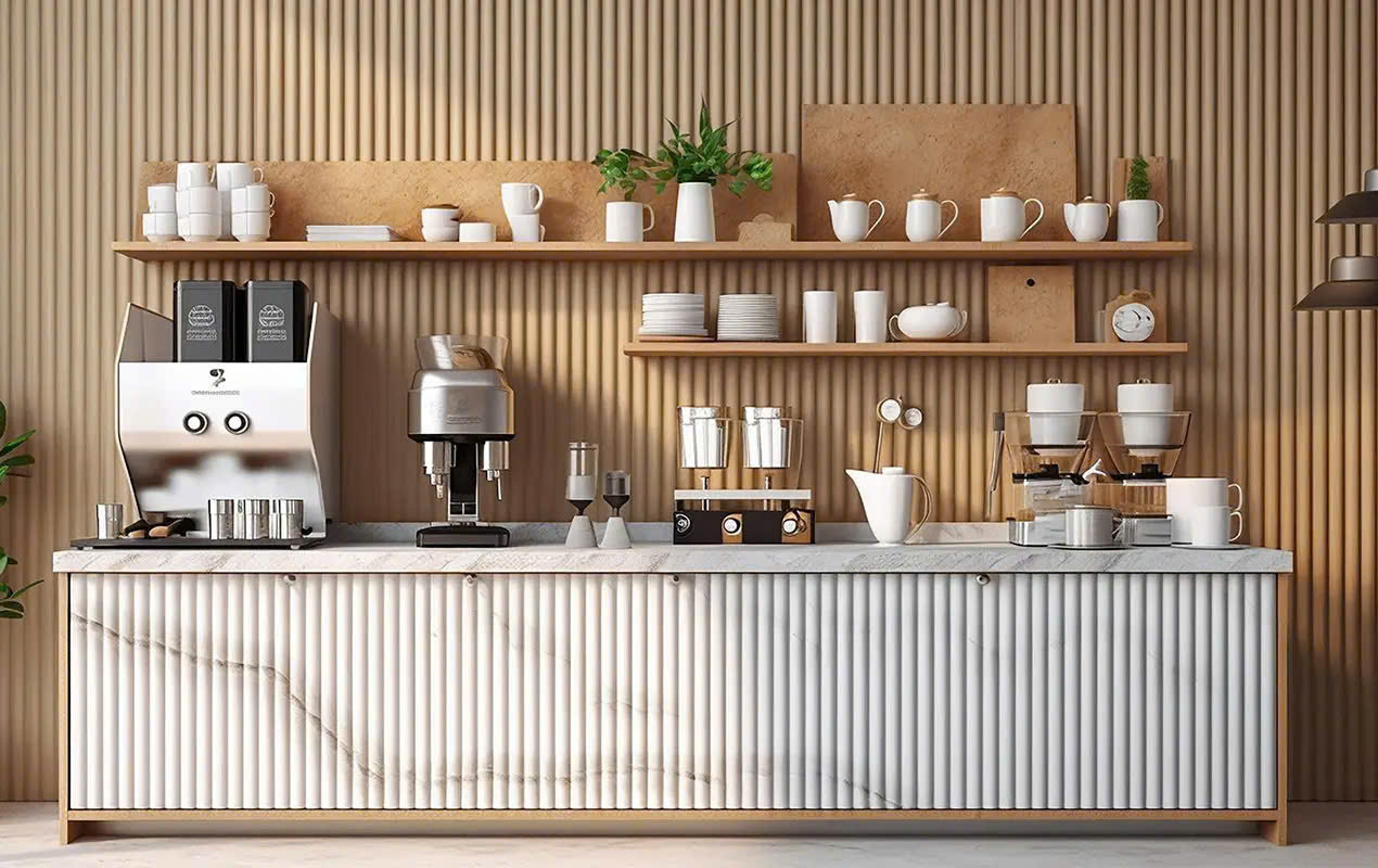 Modern coffee bar with minimalist design