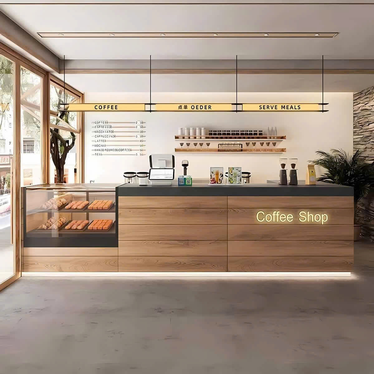 Modern coffee shop interior design.